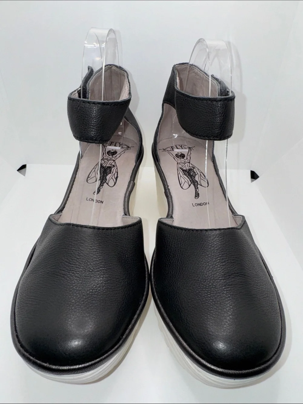 Fly London Yand Wedge Shoes Black Leather Women’s EU 38 US 7.5-8